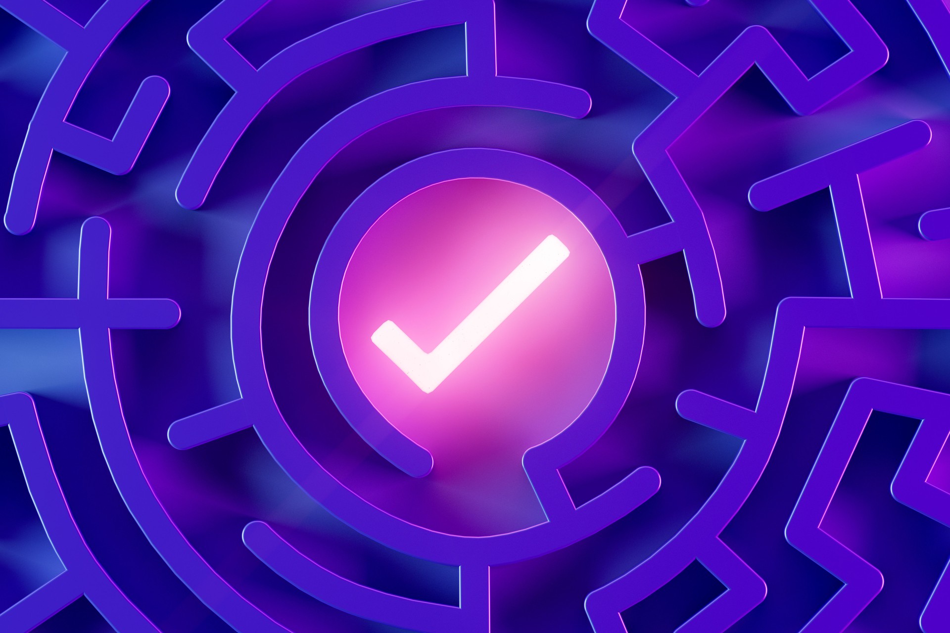 Check mark with maze